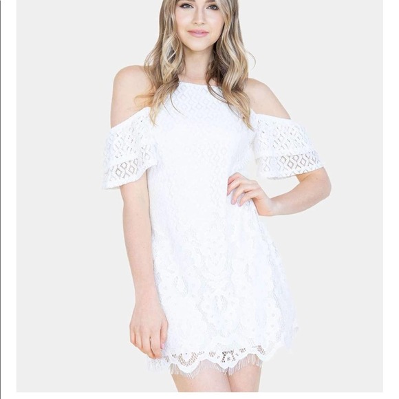 NWT SPEECHLESS Off White Cold Shoulder Lace Dress - Picture 1 of 8
